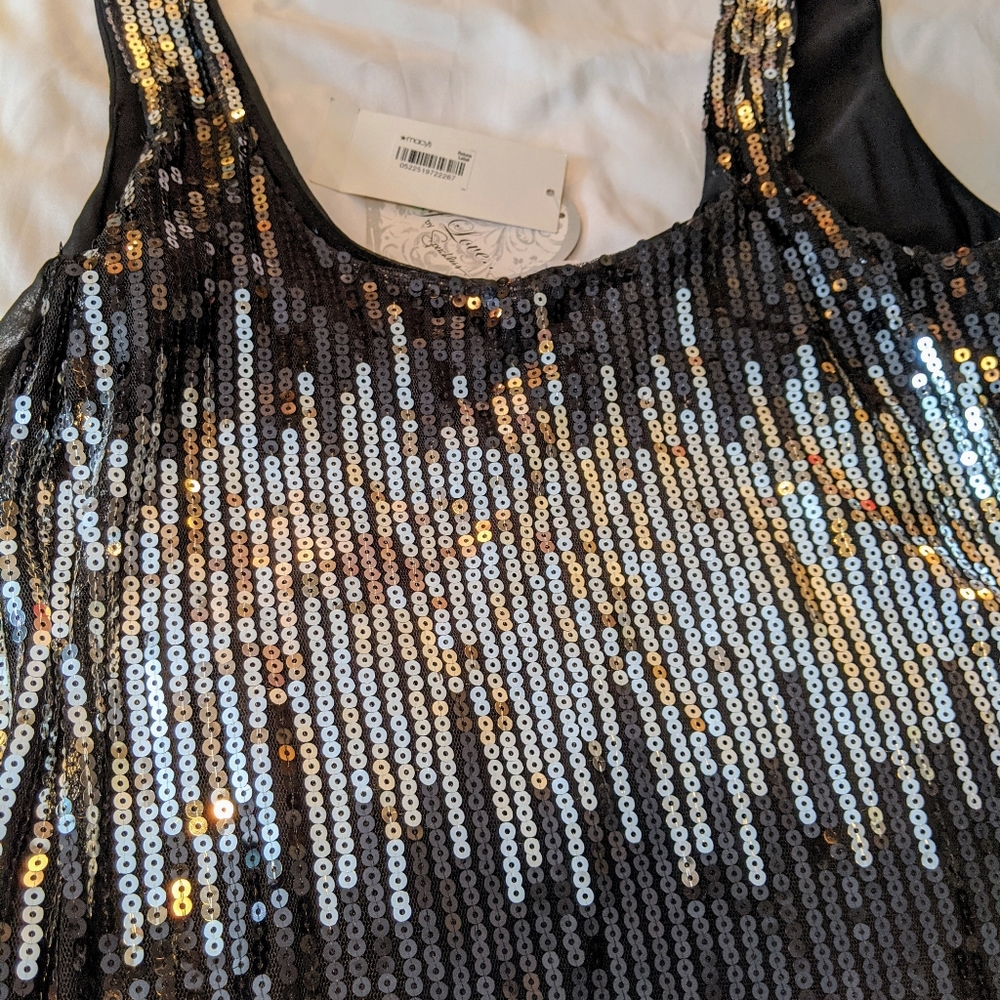 Black Party Dress with Silver Sequins